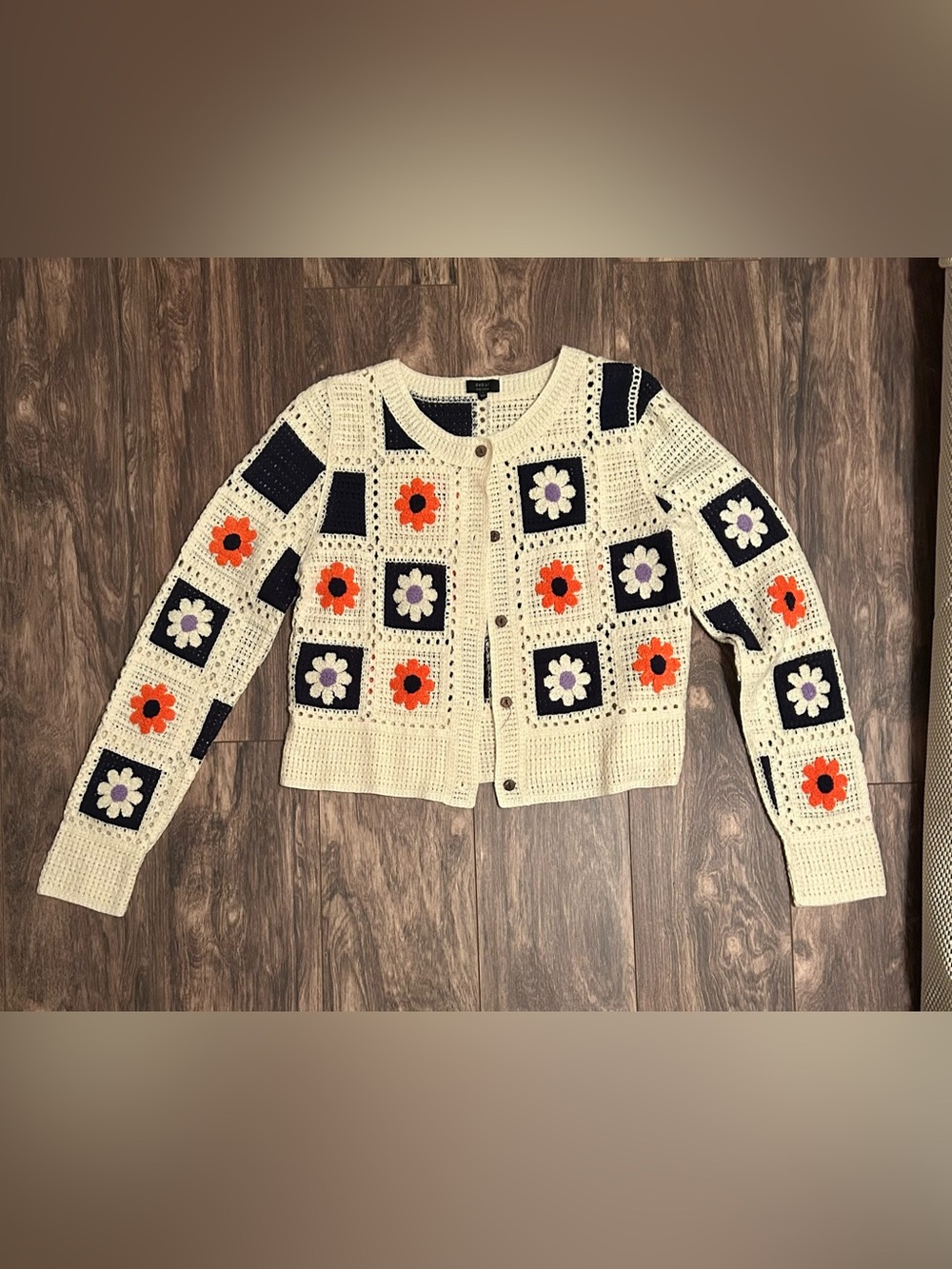 debut Cream Crochet Floral Patchwork Cardigan